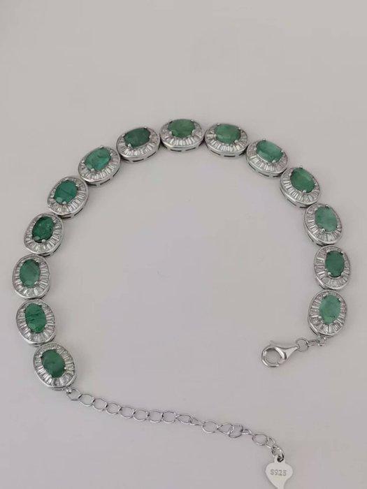 Zonder Minimumprijs - Armband Zilver - 12.00ct. tw. Smaragd, Sieraden, Tassen en Uiterlijk, Armbanden