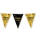 Vlaggenlijn Happy Birthday Goud Zwart 10m, Verzenden, Nieuw