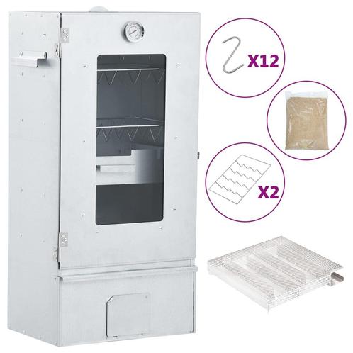 vidaXL BBQ-rookoven met koude rookgenerator gegalvaniseerd, Tuin en Terras, Houtskoolbarbecues, Nieuw, Verzenden