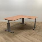 Tweedehands hoekbureau 180x160 cm, Donker beuken -  grijs, Ophalen of Verzenden, Gebruikt, Bureau