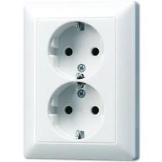 Jung Wandcontactdoos + randaarde 2V Alpin wit (hagelwit), Doe-het-zelf en Verbouw, Elektra en Kabels, Stopcontact, Nieuw