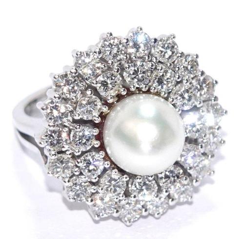 Ring - 14 karaat Witgoud - 2.50ct. tw. Diamant (Natuurlijk), Sieraden, Tassen en Uiterlijk, Ringen