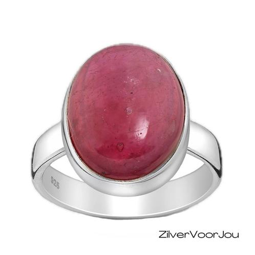 925 Zilveren ring met ovale robijn, Sieraden, Tassen en Uiterlijk, Ringen, Nieuw, Verzenden