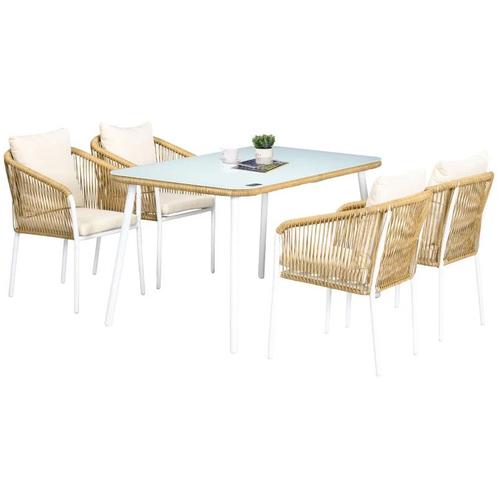 TRUUSK Tuinset, 5-delig, Rotan Look, Zit- En Rugkussens, Roe, Tuin en Terras, Tuinsets en Loungesets, Nieuw, Verzenden