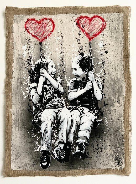 Elisée Skayzoo - Enfants sur La balançoire, Antiek en Kunst, Kunst | Schilderijen | Modern