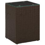 vidaXL Bijzettafel met glazen blad 35x35x52 cm poly rattan, Verzenden, Nieuw