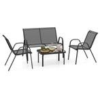 LIVSK Outdoor Loungeset - 2 Stoelen en Loveseat - Metalen Fr, Tuin en Terras, Verzenden, Nieuw