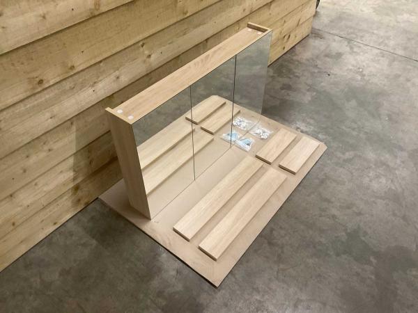 Veiling - spiegelkast softclose 100x60,5x15cm Gino eiken, Huis en Inrichting, Badkamer | Badkamermeubels