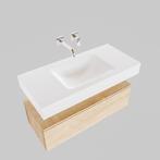 Badkamermeubel AQS Ibiza 100 cm Washed Oak Solid Surface, Ophalen of Verzenden, Nieuw