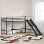 vidaXL Kinder loft bedframe met glijbaan Zwart en Anthraciet, Verzenden, Nieuw, Zwart, Metaal