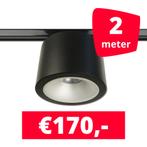 *TIP* LED RAILVERLICHTING CAN ZWART 2 SPOTS 3000K + 2M RAILS, Ophalen of Verzenden