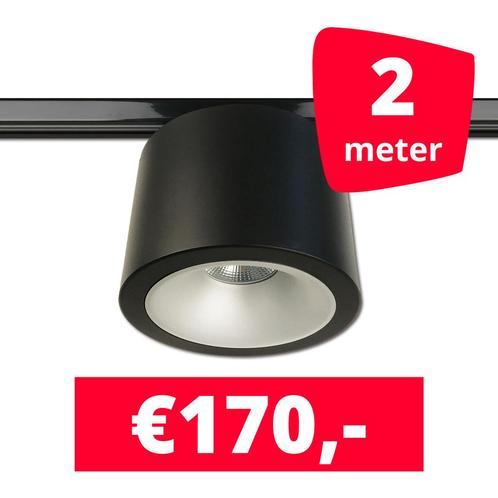 *TIP* LED RAILVERLICHTING CAN ZWART 2 SPOTS 3000K + 2M RAILS, Zakelijke goederen, Kantoor en Winkelinrichting | Winkel en Inventaris