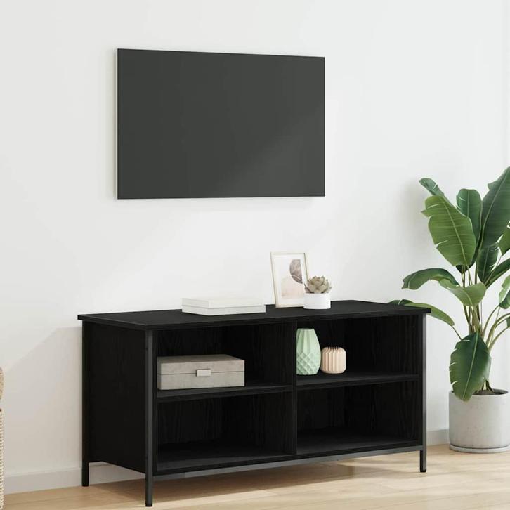 vidaXL TV-kast Zwart Eiken 100 x 40 x 50 cm Bewerkt hout, Huis en Inrichting, Kasten | Televisiemeubels, Nieuw, Minder dan 50 cm