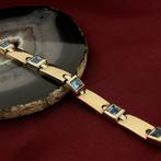 8 Krt. Armband met aquamarijn | 19 cm (unisex, 8 karaat), Sieraden, Tassen en Uiterlijk, Antieke sieraden, Ophalen of Verzenden