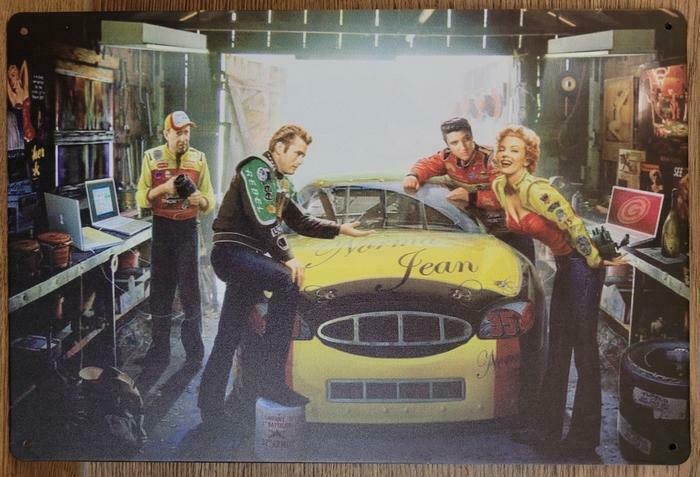 Beroemdheden in de garage reclamebord, Verzamelen, Merken en Reclamevoorwerpen, Nieuw, Verzenden