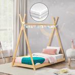 [en.casa] Kinderbed Vimpeli tipi met matras bamboe 70x140 cm, Huis en Inrichting, Slaapkamer | Bedden, Verzenden, Nieuw