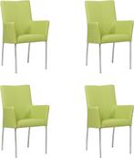 Set van 4 Felgroene leren moderne eetkamerstoelen - Toledo L, Huis en Inrichting, Stoelen, Overige kleuren, Nieuw, Leer, Ophalen of Verzenden