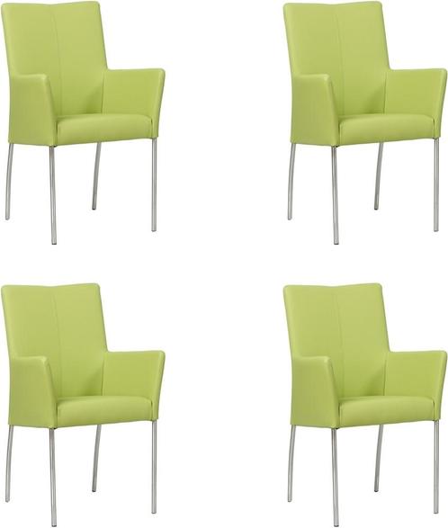 Set van 4 Felgroene leren moderne eetkamerstoelen - Toledo L, Huis en Inrichting, Stoelen, Vier, Overige kleuren, Nieuw, Leer