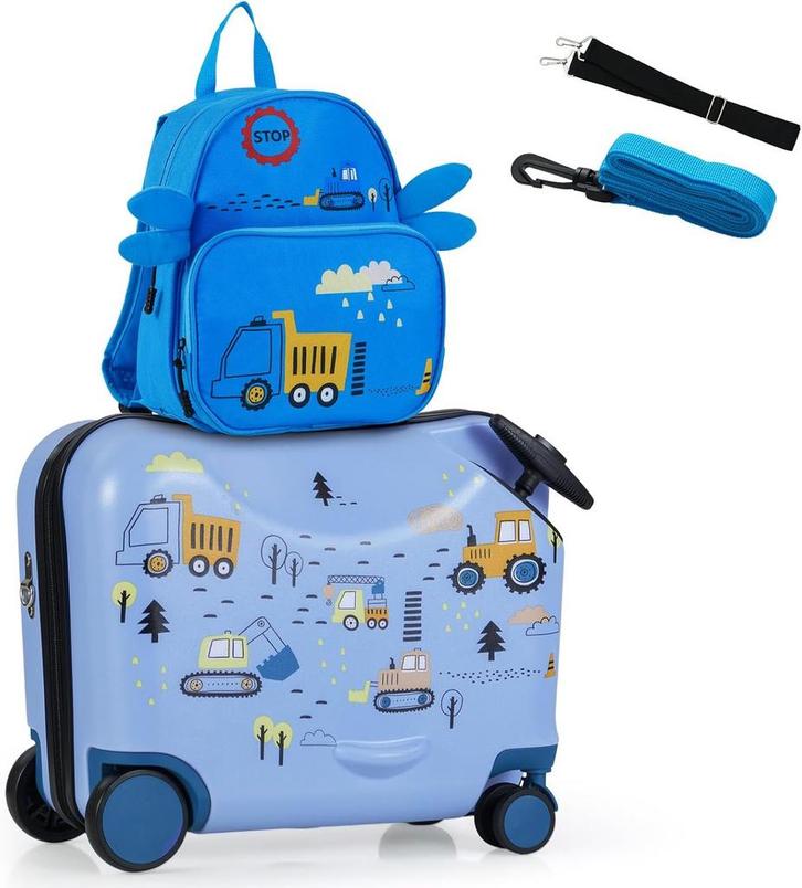 COSTWAY 2-delige kinderkoffer + rugzak, 30 cm + 45 cm, kinde, Huis en Inrichting, Woonaccessoires | Overige, Zo goed als nieuw