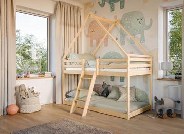 Stapelbed met Dakje Sven - Kinderbed 80 x 180 Hout beschikbaar voor biedingen