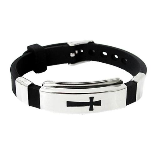 Fako Bijoux® - Armband - RVS Siliconen - Kruis, Sieraden, Tassen en Uiterlijk, Armbanden, Verzenden