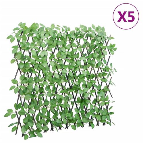 vidaXL Kunstplant klimop op latwerk 5 st uittrekbaar 180x65, Tuin en Terras, Schuttingen, Nieuw, Kunststof, Verzenden