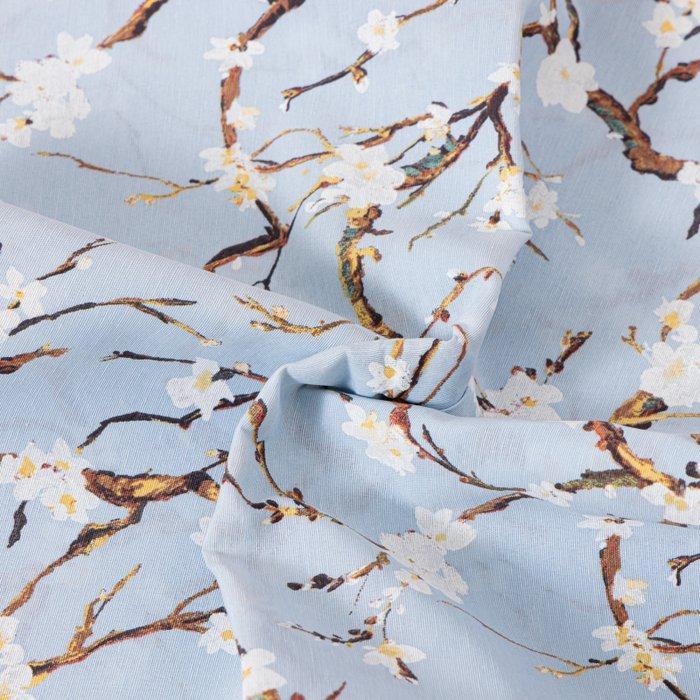 Elegant decoratief textiel – Kersenbloesem op een fijn, Antiek en Kunst, Antiek | Kleden en Textiel