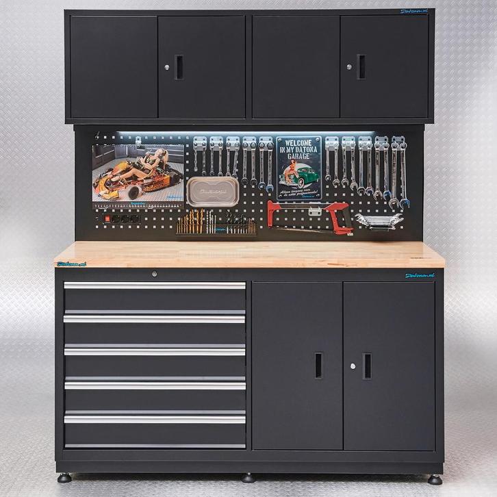 Datona Werkbank garage 160 cm - Datona - Mat zwart, Doe-het-zelf en Verbouw, Werkbanken, Nieuw, Ophalen of Verzenden