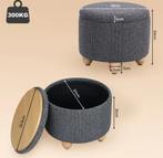 Opbergpoef met Deksel en Houten Poten – Gestoffeerd, Verzenden, Nieuw