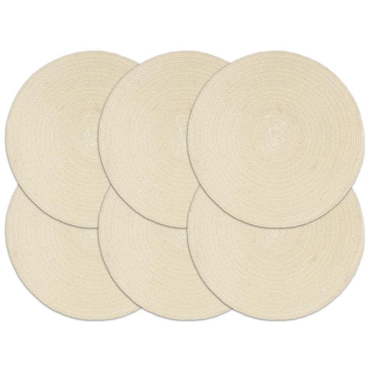 vidaXL Placemats 6 st rond 38 cm katoen natuurlijk, Huis en Inrichting, Keuken | Textiel, Bruin, Nieuw, Verzenden