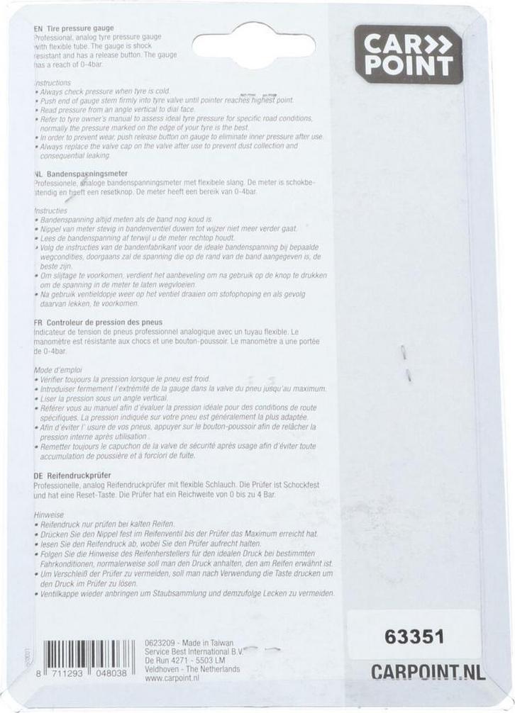 Carpoint Bandenspanningsmeter Hafner voor Auto en Motor, Auto diversen, Auto-accessoires, Nieuw, Ophalen of Verzenden