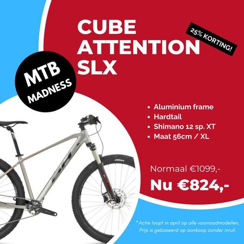 CUBE Attention SLX - 56 cm XL van €1099,- Nu voor €824,-, Fietsen en Brommers, Fietsen | Mountainbikes en ATB, Hardtail, Nieuw