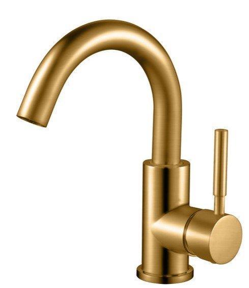 Wastafelkraan Creavit Mila Geborsteld messing / Goud met, Doe-het-zelf en Verbouw, Sanitair, Kraan, Nieuw, Ophalen of Verzenden
