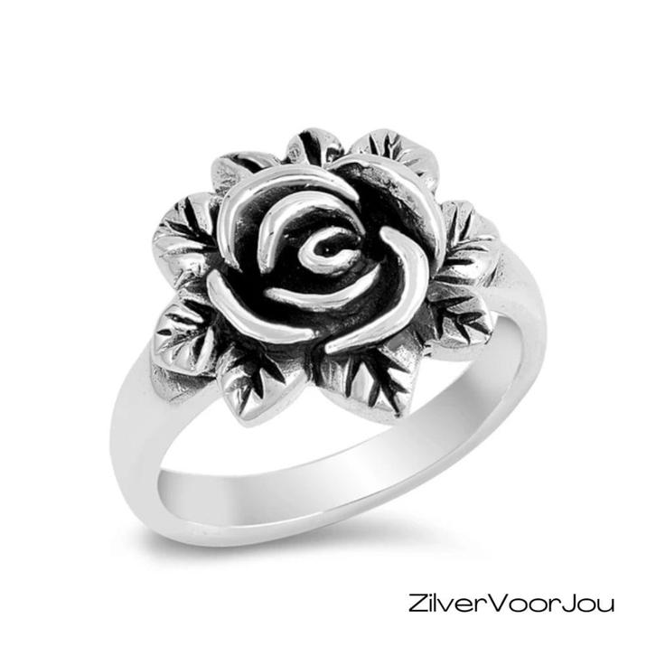 925 zilveren ring met roos, Sieraden, Tassen en Uiterlijk, Ringen, Nieuw, Verzenden