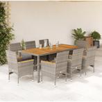 vidaXL 9-delige Tuinset met kussens poly rattan en, Tuin en Terras, Tuinsets en Loungesets, Nieuw, 8 zitplaatsen, Tuinset, Verzenden