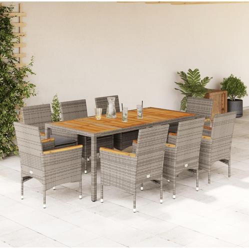 vidaXL 9-delige Tuinset met kussens poly rattan en, Tuin en Terras, Tuinsets en Loungesets, Tuinset, Nieuw, 8 zitplaatsen, Rotan