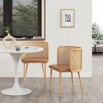 [en.casa] Eetkamerstoel Flen set van 2 bruin en houtkleurig, Huis en Inrichting, Stoelen, Verzenden, Nieuw