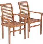 vidaXL - Eetkamerstoelen - stapelbaar - 2 - st - massief -, Caravans en Kamperen, Ophalen of Verzenden, Nieuw