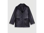 Maje - Zwarte leren damesjas - Maat 38 - Rechte pasvorm, Kleding | Dames, Verzenden, Nieuw