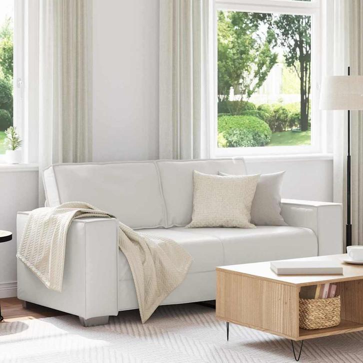 vidaXL Loveseat Bank 140 cm met kussen Wit Kunstleer, Huis en Inrichting, Banken | Bankstellen, Nieuw, Minder dan 150 cm, Leer