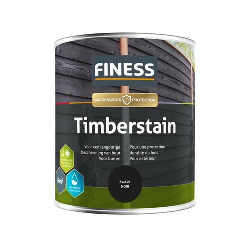 Finess Finess timberstain 750 ml, zwart ral 9005, Doe-het-zelf en Verbouw, Verf, Beits en Lak, Nieuw, Verzenden