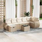 vidaXL 8-delige Loungeset met kussens poly rattan beige, Tuin en Terras, Nieuw, Loungeset, 7 zitplaatsen, Verzenden