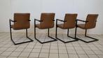 4 Bruin leren Moderne stoelen met zwart frame, Huis en Inrichting, Ophalen of Verzenden, Nieuw