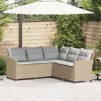 vidaXL Loungebank met kussens L-vormig poly rattan beige, Tuin en Terras, Verzenden, Nieuw, Rotan, Loungeset