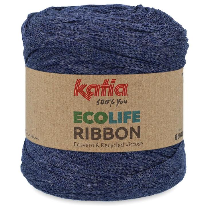 Katia Ecolife Ribbon - 104 marineblauw - Gerecycled Lintga, Hobby en Vrije tijd, Breien en Haken, Ophalen of Verzenden