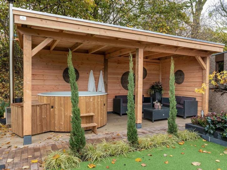 Douglas overkapping, 600 x 300, met achterwand en twee, Tuin en Terras, Overkappingen