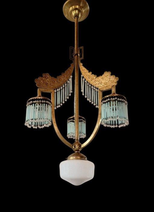 Plafondlamp - Messing, glas, Antiek en Kunst, Kunst | Designobjecten