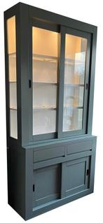 Engels groen buffetkast Petten 120 x 240cm led verlichting, Ophalen of Verzenden, Nieuw
