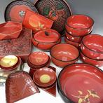 Grote partij vintage Japanse lakwerken (20+ stuks) – kommen,