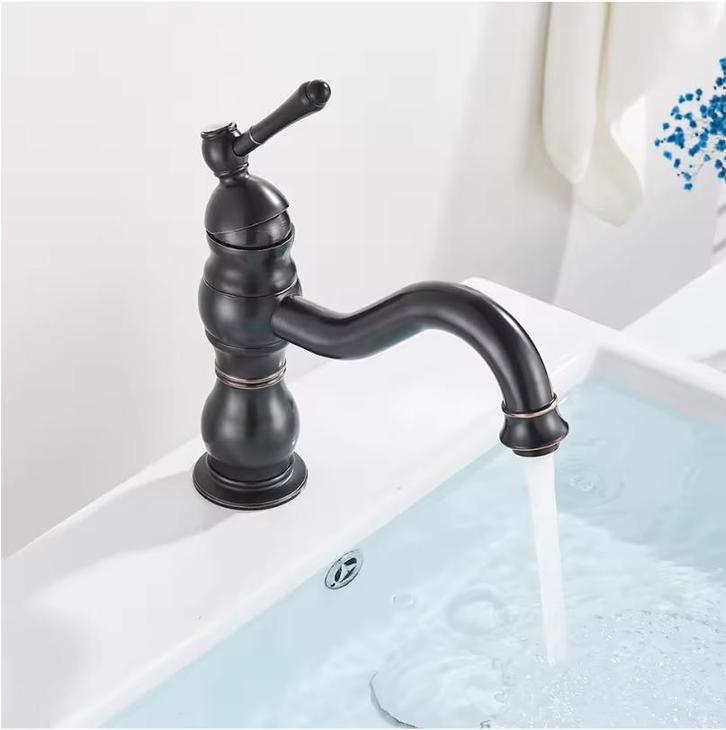 Antieke messing wastafelkraan met warm en koud water, Huis en Inrichting, Badkamer | Badkamermeubels, Nieuw, Verzenden